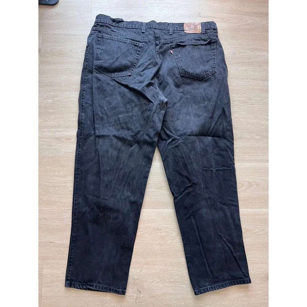 Levi's Loose Jeans Mens 44x32 Black Denim Cotton Dark Wash Mid Rise Dark Wash